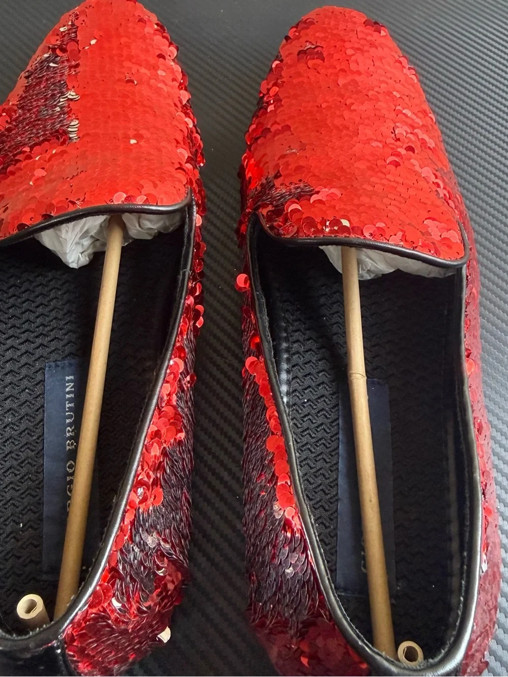 Giorgio Brutini Red Sequin Loafers Men’s 11M w/Matching Bow Tie & Suspenders Set